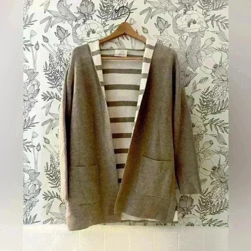 ZARA Women’s Knit Striped Cardigan with Hood Size 13-14